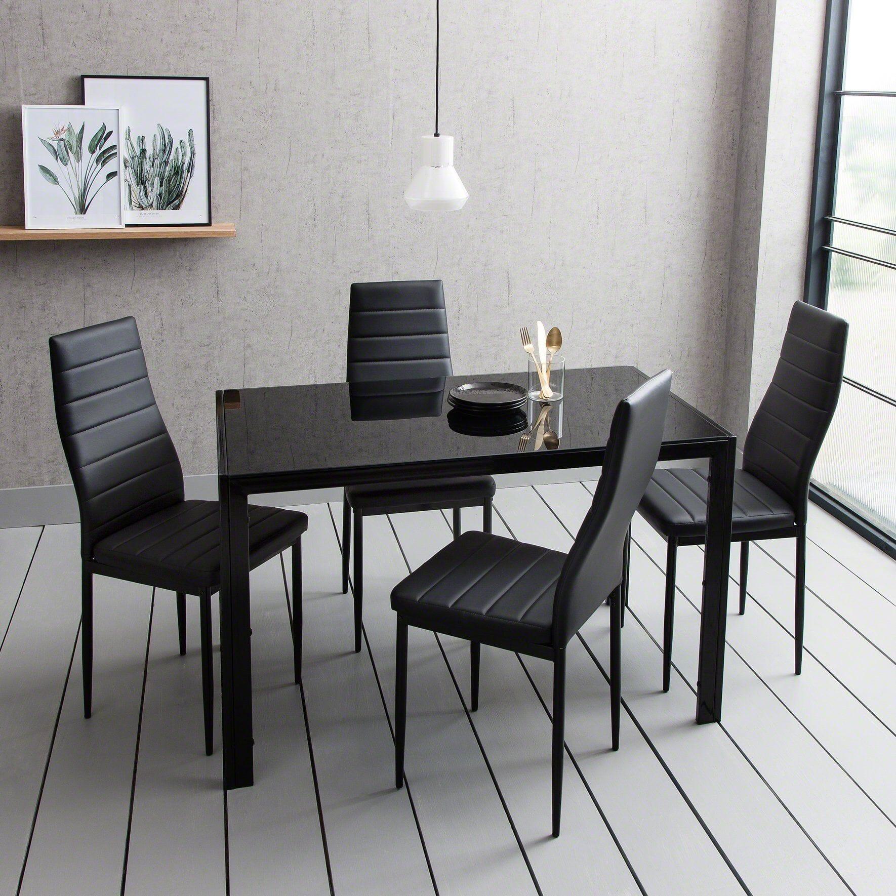 Outlet - Anya Glass spisebordssæt - 4 sæder - sort Online nu - Image 2