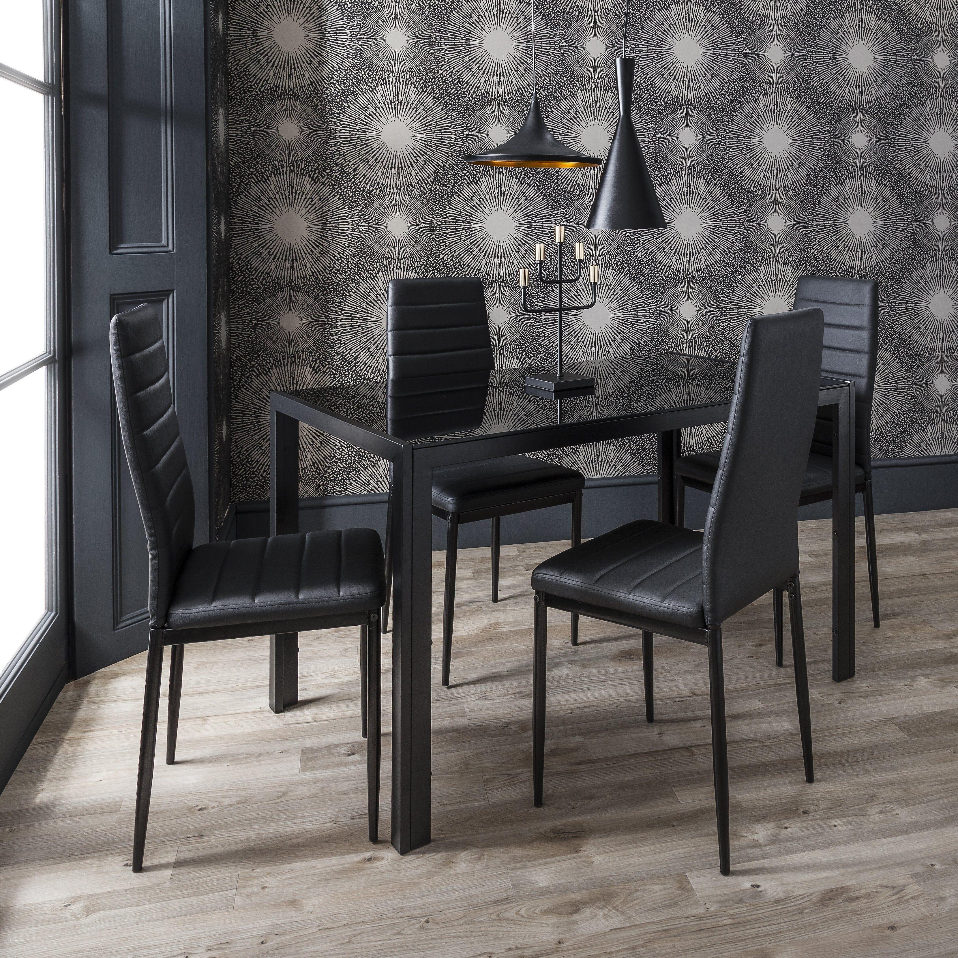 Outlet - Anya Glass spisebordssæt - 4 sæder - sort Online nu - Image 3