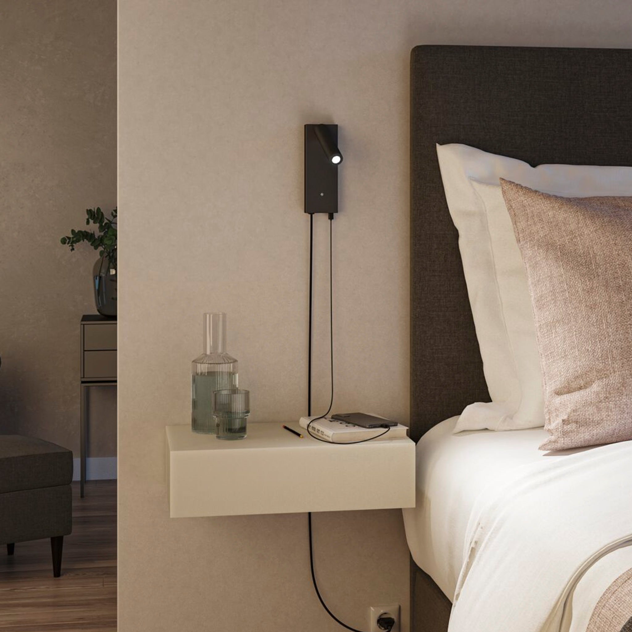 Paulmann - Hulda 14W LED væglys med 3 -trins Dim & USB -port i sort Matt - Image 3