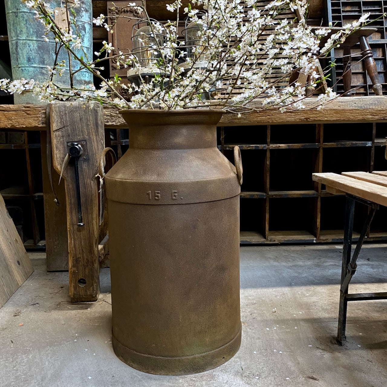 Stor vintage rustik mælk churn - Image 3