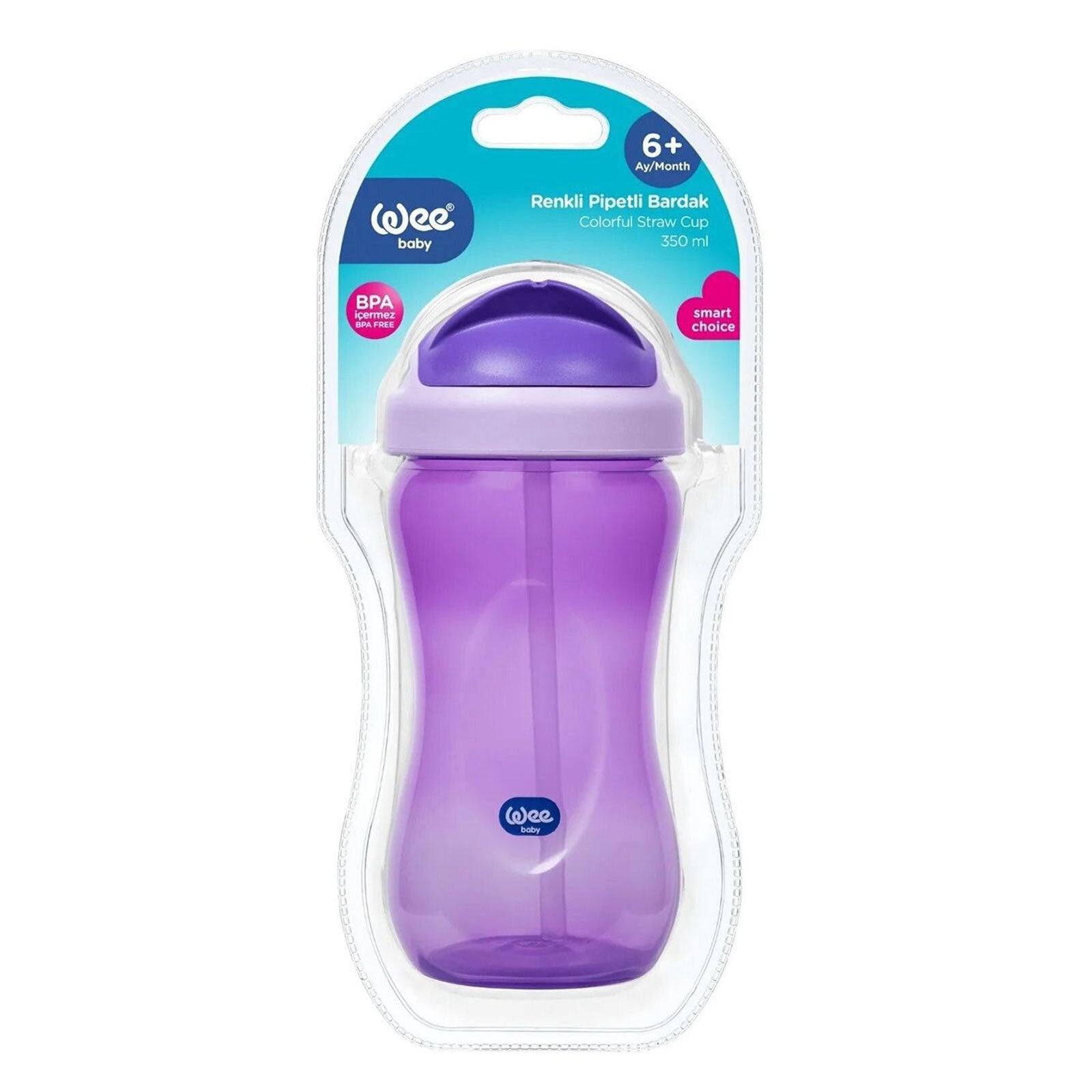 Wee baby farverig kop med halm & håndtag 6+ måneder 350 ml assorteret Hot på udsalg - Image 2