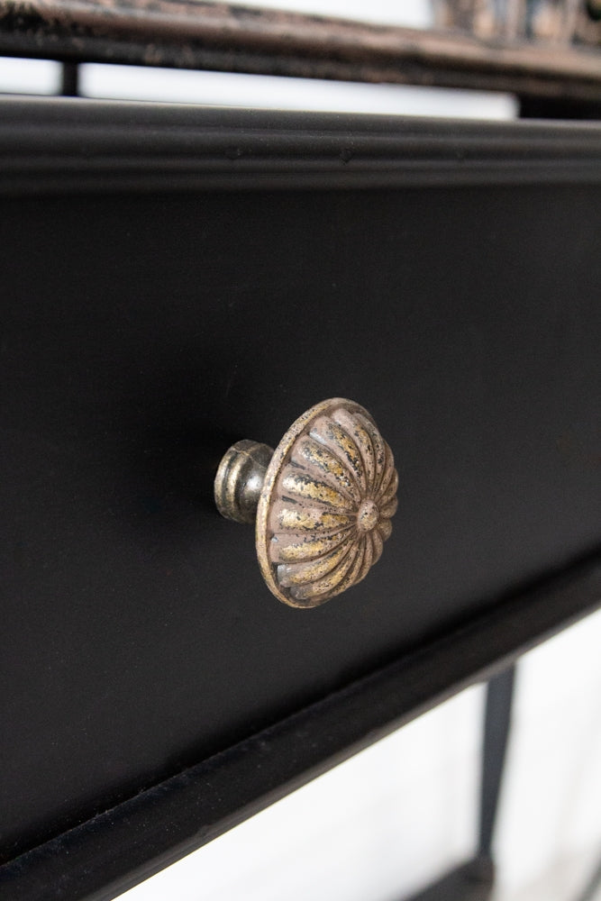 Sort vintage stil metal ulykkelig konsolbord med skuffe Hot på udsalg - Image 2