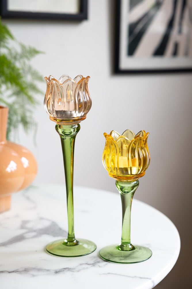 Vintage-stil orange glasblomster stearinlys - Image 2