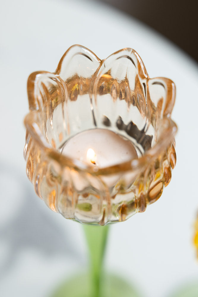 Vintage-stil orange glasblomster stearinlys - Image 3