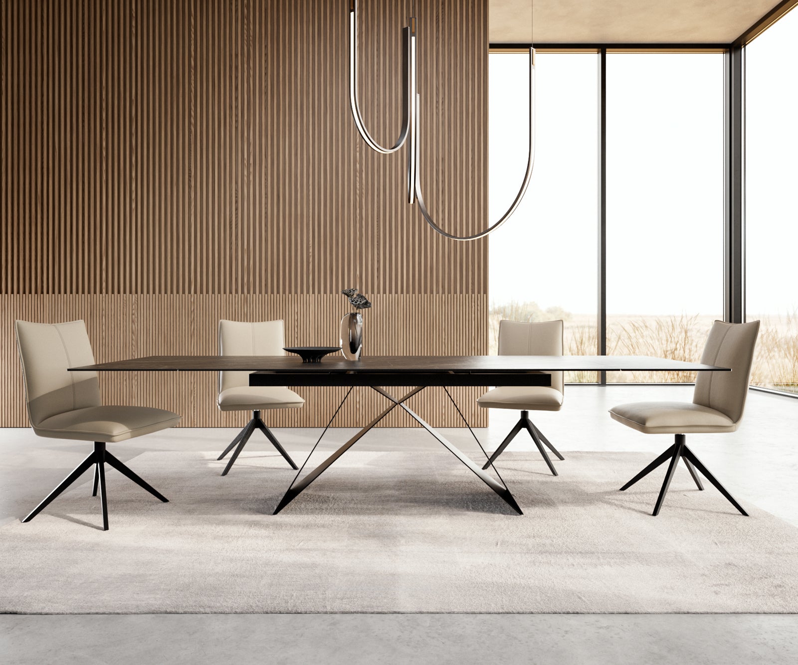 Spisebord Aurora Udvidelig keramisk 200-300 cm brun mod ramme sort Levere - Image 2