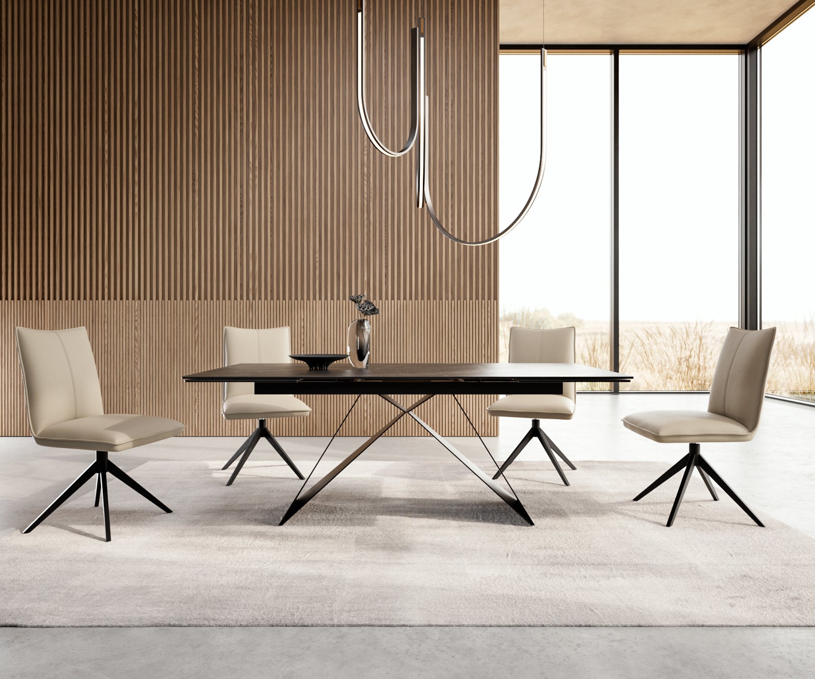 Spisebord Aurora Udvidelig keramisk 200-300 cm brun mod ramme sort Levere - Image 3