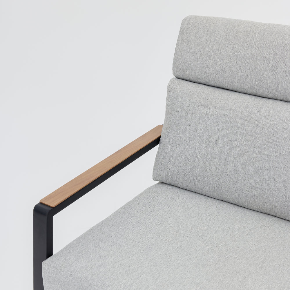 Aruba Corner Garden Sofa med stol og bænk, sort med grå puder - Image 3
