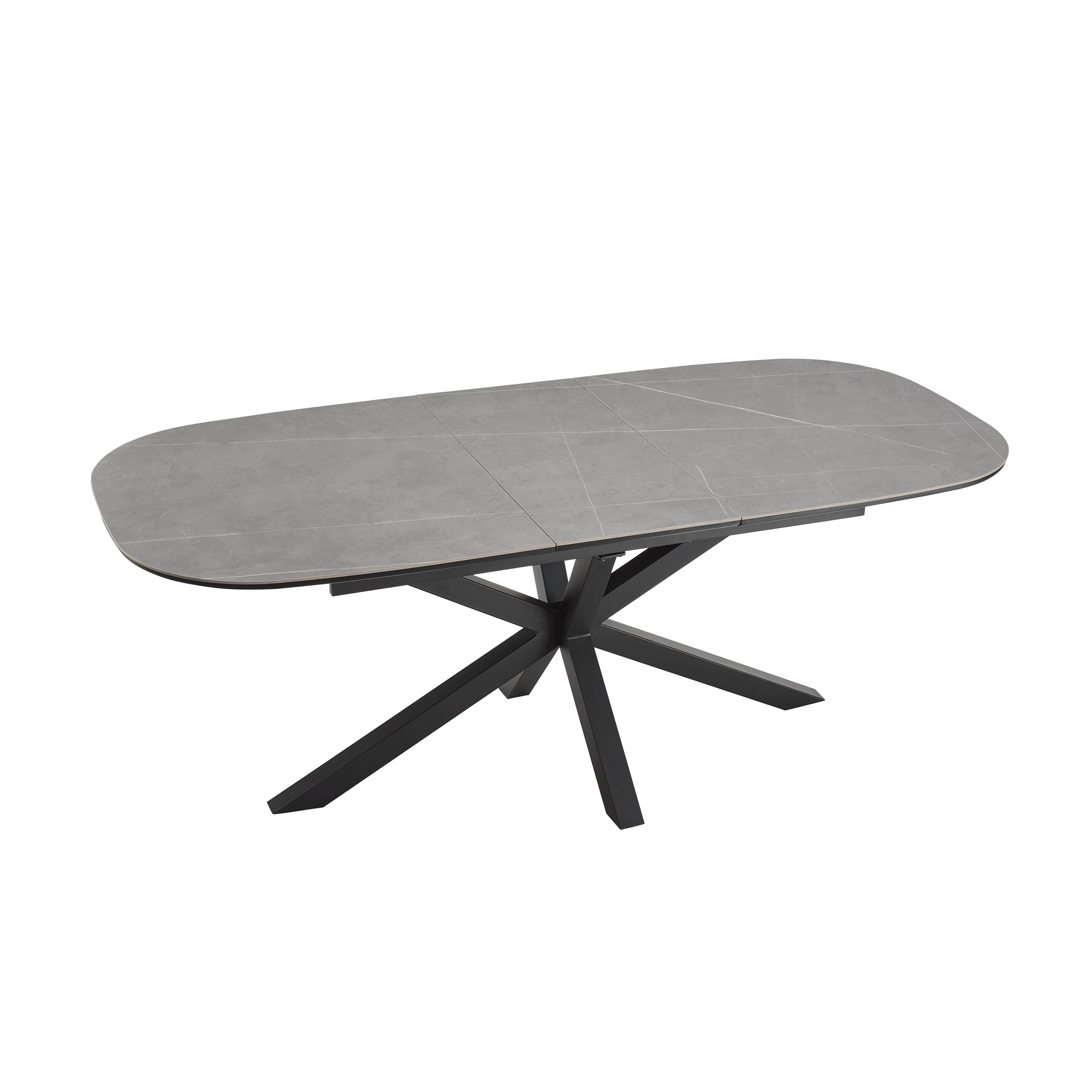 Verona Gray forlænger 160-200 cm keramisk spisebord & 8 Girona stole, grå faux læder - Image 2