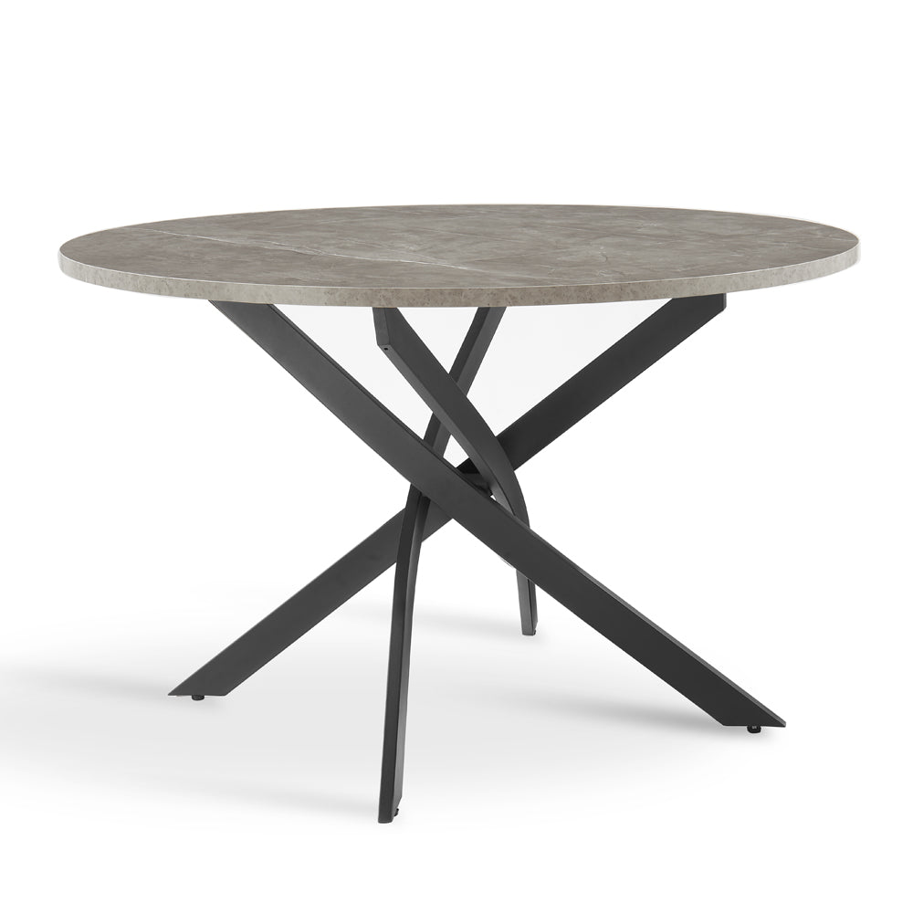 Rocco Concrete Effect spisebord og 6 Almeria stole, sort med sorte ben - Image 2