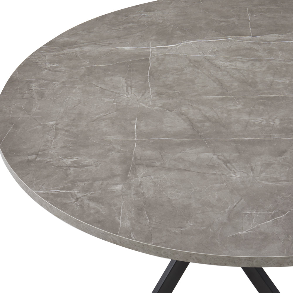 Rocco Concrete Effect spisebord og 6 Almeria stole, sort med sorte ben - Image 3